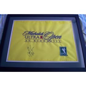 Karrie Webb autographed 2006 LPGA Michelob Ultra Open flag matted & framed