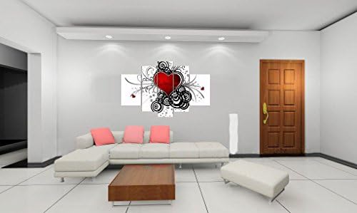 Neonphoenix 5 Pieces Hand painted Framed Modern Kitchen Canvas Paintings Beaten Hearts Wall Art Oil Painting Set Bar Dinning Room Decorative Pictures