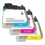 6 Pack Color (C, M, Y) Set for Brother LC61 (15.6mL Each) DCP 165C MFC 250C 255CW 290C 295CN 385CW 490CW 585CW 790CW 5490CW 5890CW 6490CW