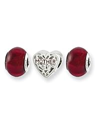 Sterling Silver s Red Hot Mom Boxed Bead Set by Reflection Beads, Best Quality Free Gift Box Satisfaction Guaranteed