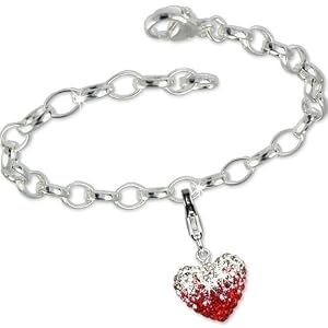 SilberDream exclusive Charms - bracelet complètement organisé avec un charm d'argent coeur swarovski elements kristalle - Argent 925 Sterling - FCA117