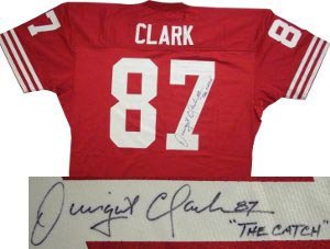 Dwight Clark Signed San Francisco 49ers Authentic Mitchell and Ness Red Jersey - The Catch