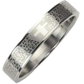 Stainless Steel Spanish Lord's Prayer 4mm Band Ring - Women (Size 5): Dahlia: Jewelry