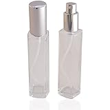 Empty Refillable Slim Perfume Glass Bottle with Silver Spray Top 1.7oz/50ml