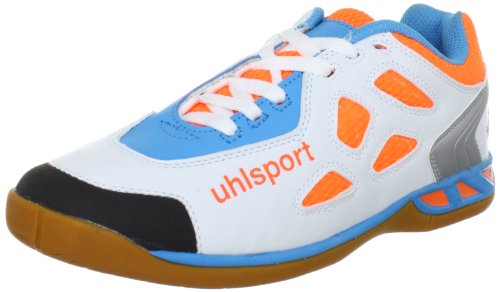 Uhlsport - Leon Senior - Chaussures de futsal homme - Orange/Flash Blue/White - 8.5