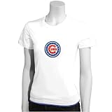 Majestic Threads Chicago Cubs Ladies White Contrast Hem Basic T-shirt