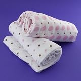Bambino Land Muslin Organic Blankets Dots Pink and Brown - 2 Pack by Bambino Land
