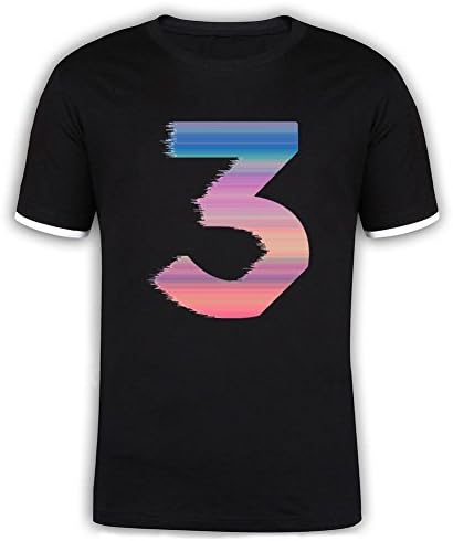 Qikdkg Men's Chance The Rapper Number 3 O Neck T Shirts-100% Organic Cotton Black M