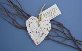 New Cast Paper Art Ornament-Heart Set Of 6 Recycled Cotton Fiber Flowers Wildflower Seeds Decoration