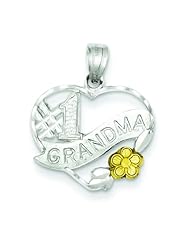 Sterling Silver #1 Grandma Heart Charm & 18" Chain
