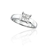 14K White Gold 1 ct. Princess Cut Invisible Set Diamond Ring
