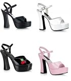 Dolly-09/12, 5 Inch Chunky Platform Sandal in Four Colors and Large Sizes