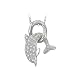 14K White Gold 0.12 ct. Diamond Dolphin Necklace -16''