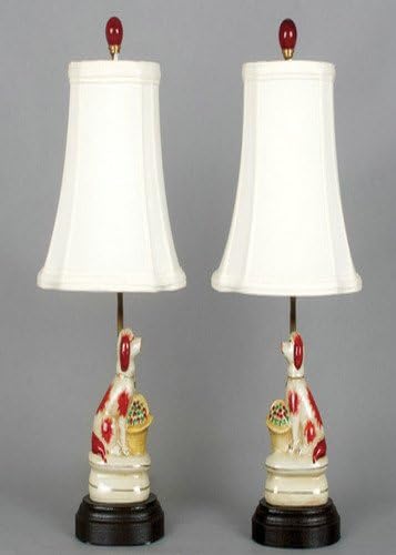 18.5" Pairs of Dogs with Flower Basket Lamp