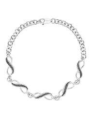 10K White Gold, Infinity Black and White Diamond Tennis Bracelet (1/4 cttw)