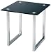 LSI Furniture Beveled Edge End Table in Black Glass with Chrome Accents