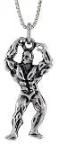 Sterling Silver Oxidized  Body Builder  Pendant