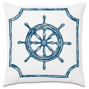 Hand-painted Captain's Wheel Outdoor Outdoor Throw Pillow - Frontgate