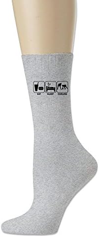 Eat Sleep Curling Crew Socks Ash