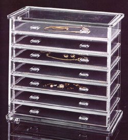 Acrylic Jewelry Chest  7 Padded Drawers