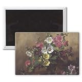 AB/257 Hollyhocks of Late September by.. - 3x2 inch Fridge Magnet - large magnetic button - Magnet
