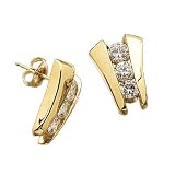14kt Yellow Gold Three Stone Diamond Fancy Earrings