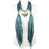 Nature Flavour 100% Polyester Material Butterfly Pendant Dark Green Scarf Jewelry ,Nl-1829c As Picture C