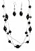 Necklace - N336 - Triple Strand ~ Black Onyx Gemstone and Glass Beads (18") + Matching Earrings