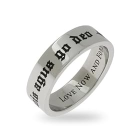 Love Now and Forever Stainless Steel Poesy Ring Size 5 (Sizes 5 6 7 8 9 10 11 12 Available): Eve's Addiction: Jewelry