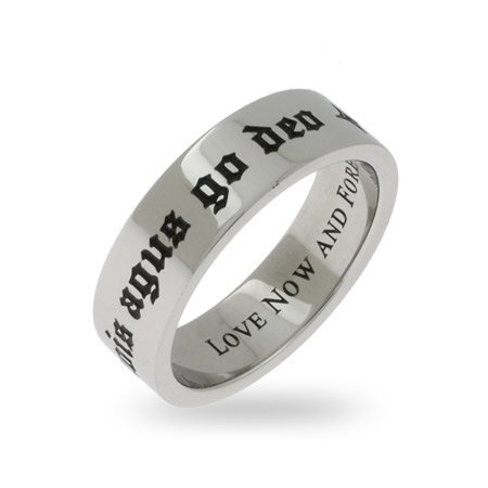 Love Now and Forever Stainless Steel Poesy Ring