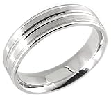 14K. White Gold Machine Carved Comfort Fit Wedding Band Ring
