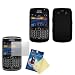 Schwarz Silikon H�lle Tasche Schutzh�lle Case & Displayschutzfolie f�r BlackBerry Bold 9700 / 9780