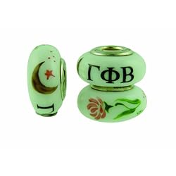 Gamma Phi Beta Sorority Hand Painted Fenton Glass Bead