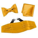 Atrisans Gold Freestyle Bow Tie by Elite Solid gold silk cummerbund sets