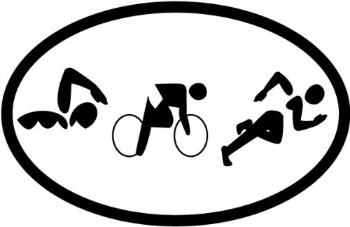Triathlon Figures Oval Magnet