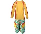 MaxOut UPF 50+, UV Protective Boy's 2 pc Set: Long Sleeved Rashguard (Swim Shirt) and Board Shorts (Sizes 6mos-7)