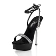 ALLURE-672, 5 1/2" Stiletto Heel Ankle Wrap PF Sandal W/R
