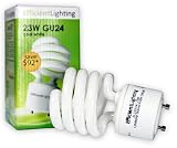Efficient Lighting GU24, 23 Watt, Cool White Color, Compact Fluorescent Spiral Bulb
