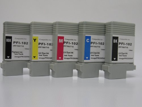 PFI-102 Compatible Cartridge -- set of 5 cartridges