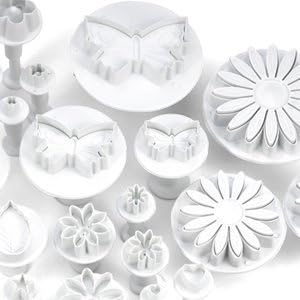Peneric Homemade Birthday Cake Tools 10 Sets (30pcs) Flower Fondant Cake Sugarcraft Decorating Kit Cookie Mould Icing Plunger Cutter Tool (30 Pcs)