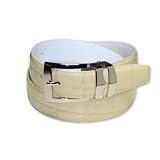 Crocodile Grain Embossed 30mm Genuine Bonded Eggshell Off-White Leather Belt with Silver Buckle XL
