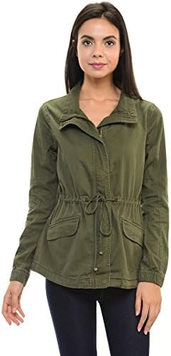 Comely Women's Premium Vintage Wash Lightweight Military Cotton Twill Jacket (Large)