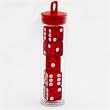 Tube of 5 16mm 6-sided Square Cornered Translucent Dice, Red with White