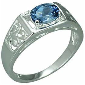 1.50 Carats Oval Shape Genuine London Blue Topaz Sterling Silver Ring by Peora