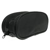 cuir noir sac pochette cas avec fermeture à glissière 170x70x60mm
