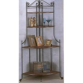 <b>Cottage Style Dark Oak Finish Corner Rack</b>