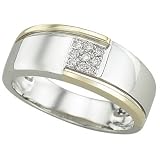 14K Two Tone Gold Round Diamond Wedding Band Ring