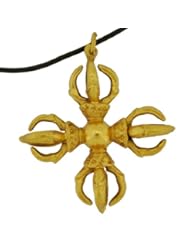 Sterling Silver 24K Gold Plated Double Dorje Pendant Necklace