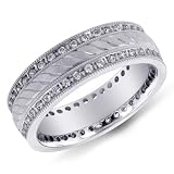 14K White Gold Double Diamond Row Band Ring