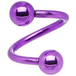 Light Purple Electro Titanium Spiral Twister Ball Belly Ring